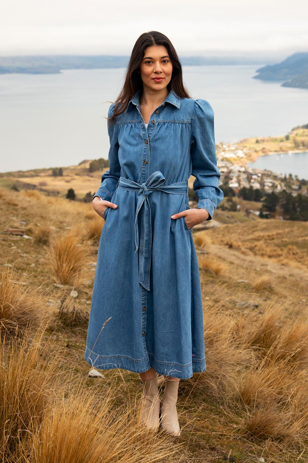 Preloved Lucinda Denim Shirt Dress - Denim