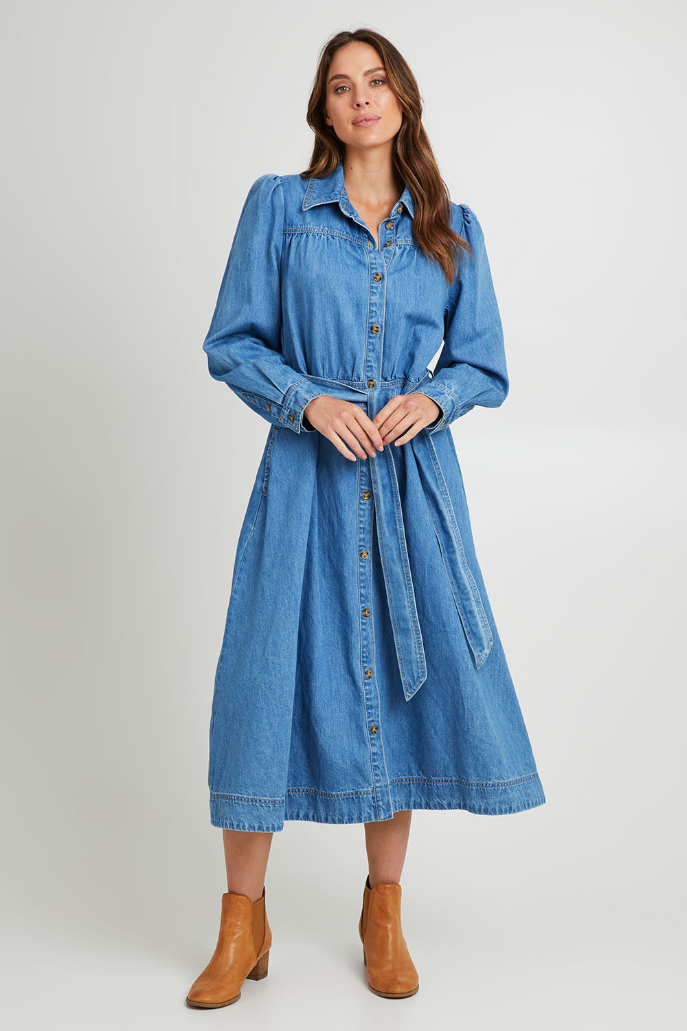 Preloved Lucinda Denim Shirt Dress - Denim