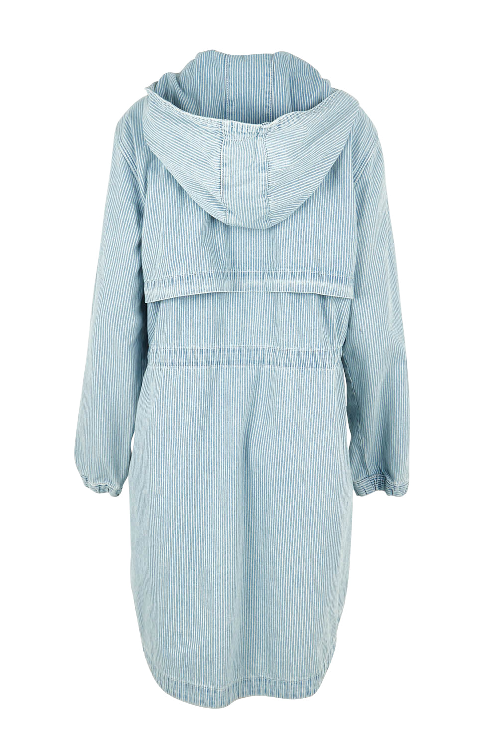 Product shot of the Bennett Denim Parker in colour Bluewhite (Blue), from the back