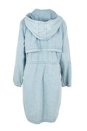 Product shot of the Bennett Denim Parker in colour Bluewhite (Blue), from the back