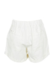 Product shot of the Fundamental Emma Relaxed Denim Short in colour Vinwhite (White), from the back