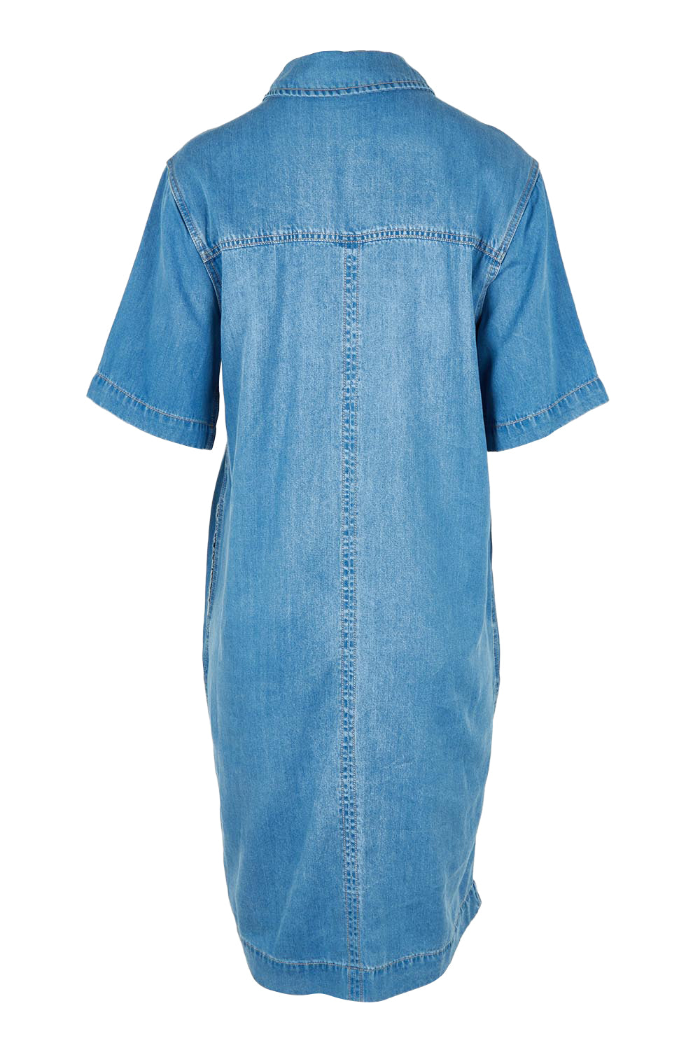 Product shot of the Cora Denim Lyocell Blend Dress in colour Misblue (Blue), from the back