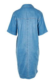Product shot of the Cora Denim Lyocell Blend Dress in colour Misblue (Blue), from the back