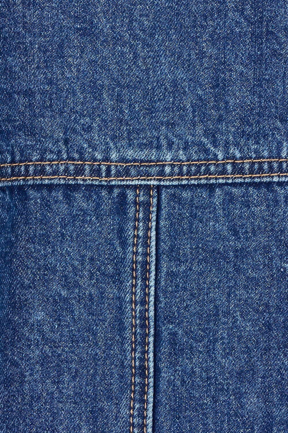 Product shot of the Lilian Denim Barn Jacket in colour Midblue (Blue), detail
