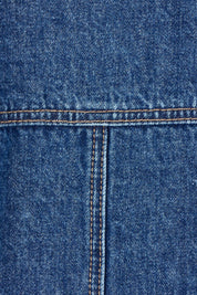 Product shot of the Lilian Denim Barn Jacket in colour Midblue (Blue), detail