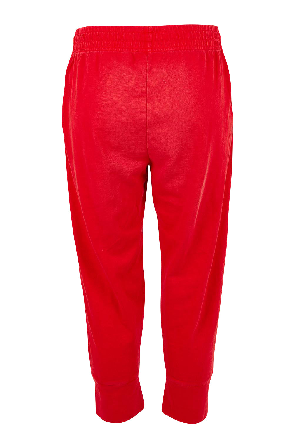 Product shot of the Fundamental Brunch Cotton Pant in colour Cranberry (Red), from the back