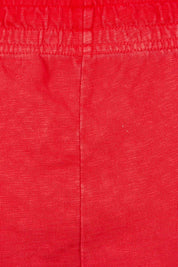 Product shot of the Fundamental Brunch Cotton Pant in colour Cranberry (Red), detail