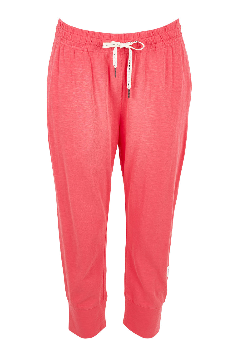 Product shot of the Fundamental Brunch Cotton Pant in colour Watermelon (Red), from the front