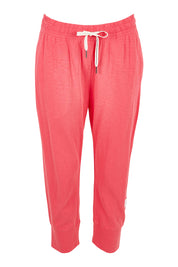 Product shot of the Fundamental Brunch Cotton Pant in colour Watermelon (Red), from the front