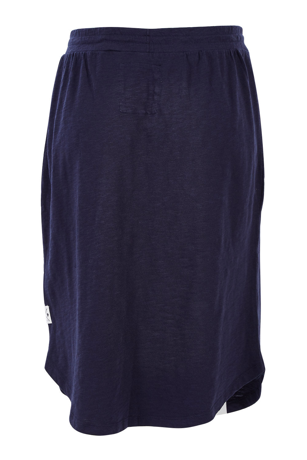 Product shot of the Fundamental Isla Skirt in colour Navy (Blue), from the back