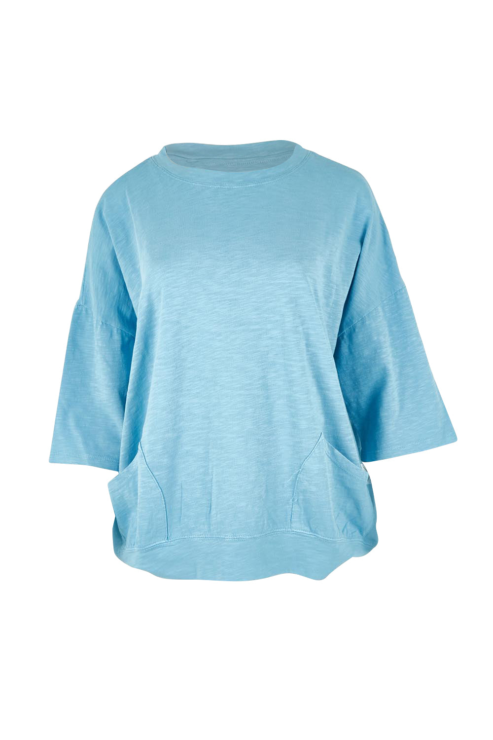 Product shot of the Fundamental Mazie Cotton Sweat Top in colour Duskblue (Blue), from the front