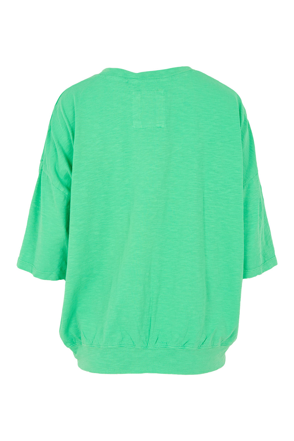Product shot of the Fundamental Mazie Cotton Sweat Top in colour Springgree (Green), from the back