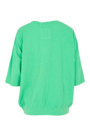 Product shot of the Fundamental Mazie Cotton Sweat Top in colour Springgree (Green), from the back