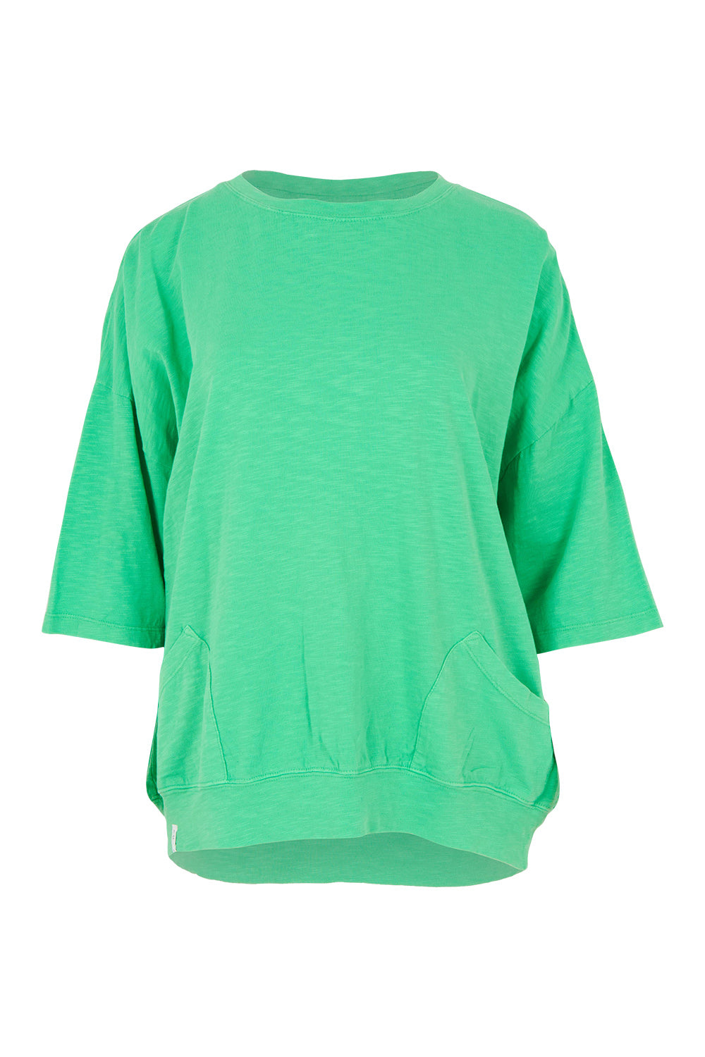 Product shot of the Fundamental Mazie Cotton Sweat Top in colour Springgree (Green), from the front