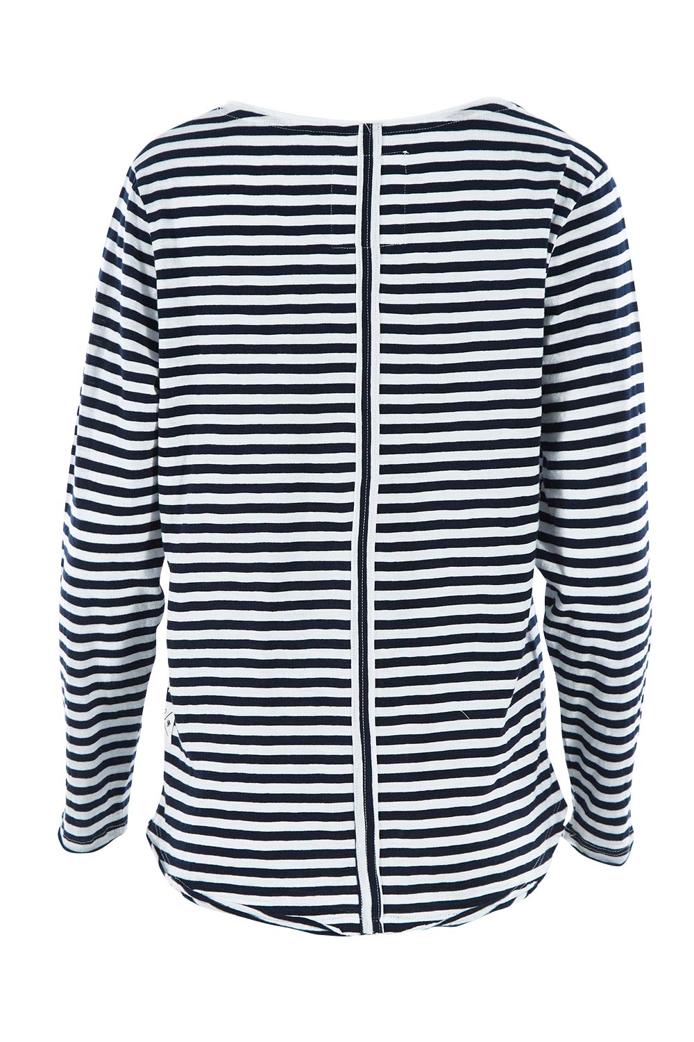Product shot of the Fundamental Coles Bay Henley in colour Whitenavy (Blue), from the back