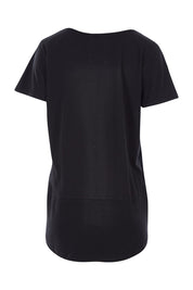 Product shot of the Fundamental Rib Short Sleeve Cotton Tee in colour Black (Black), from the back
