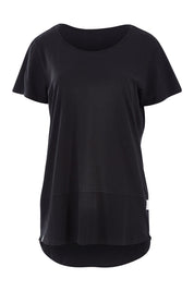 Product shot of the Fundamental Rib Short Sleeve Cotton Tee in colour Black (Black), from the front