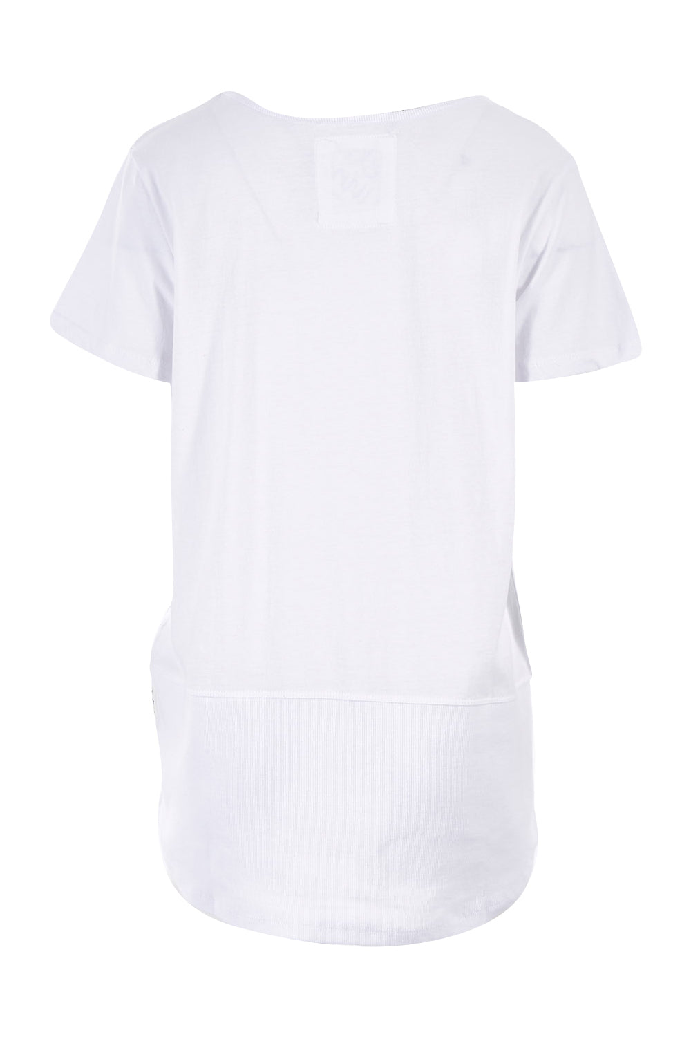 Product shot of the Fundamental Rib Short Sleeve Cotton Tee in colour White (White), from the back