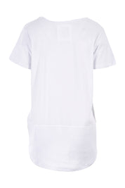 Product shot of the Fundamental Rib Short Sleeve Cotton Tee in colour White (White), from the back