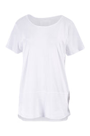 Product shot of the Fundamental Rib Short Sleeve Cotton Tee in colour White (White), from the front