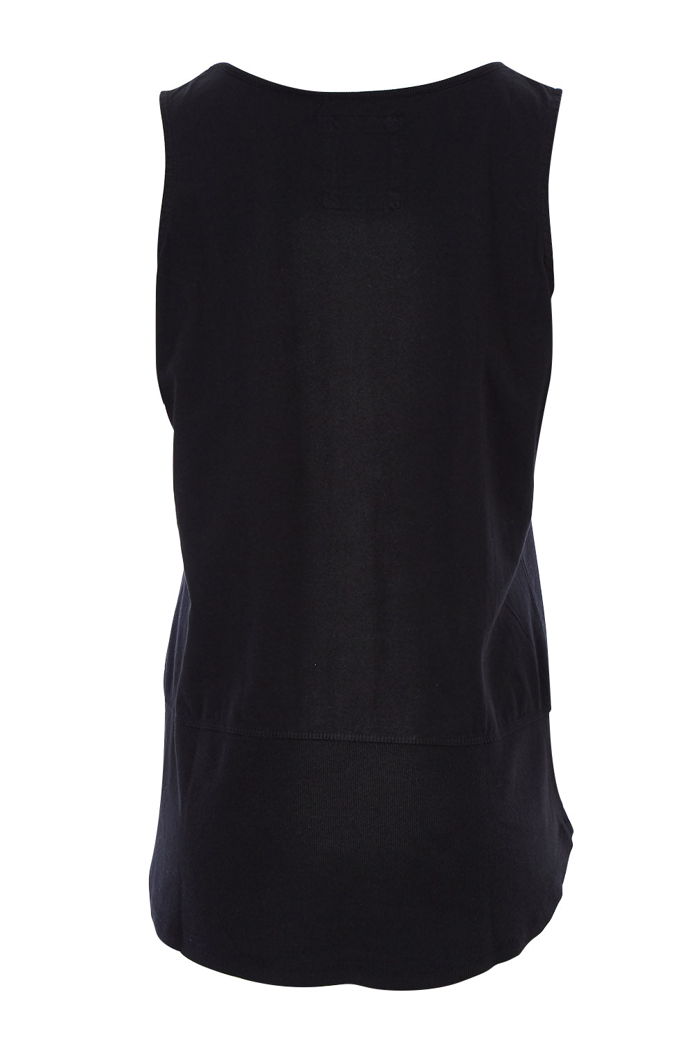 Product shot of the Fundamental Rib Cotton Tank in colour Black (Black), from the back