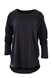 Product shot of the Fundamental Rib Long Sleeve Tee in colour Black (Black), from the front