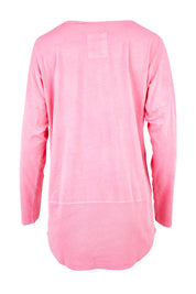 Product shot of the Fundamental Rib Long Sleeve Tee in colour Bubblegum (Pink), from the back