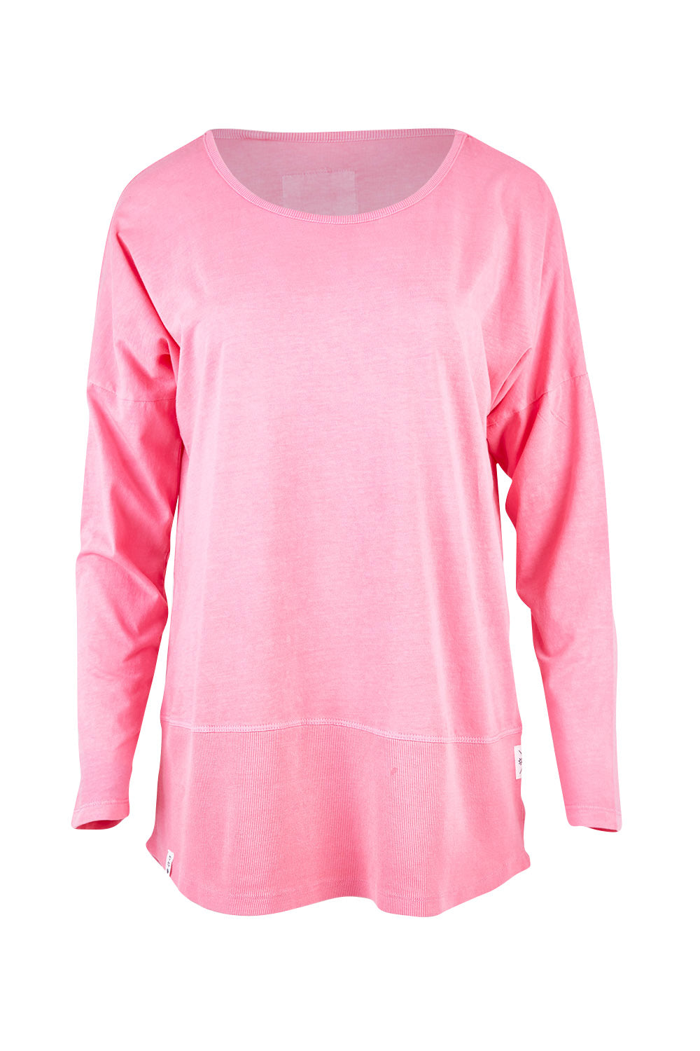 Product shot of the Fundamental Rib Long Sleeve Tee in colour Bubblegum (Pink), from the front