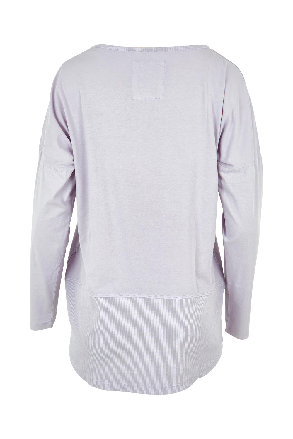 Product shot of the Fundamental Rib Long Sleeve Tee in colour Dustylilac (Purple), from the back