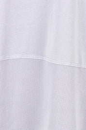 Product shot of the Fundamental Rib Long Sleeve Tee in colour Dustylilac (Purple), detail