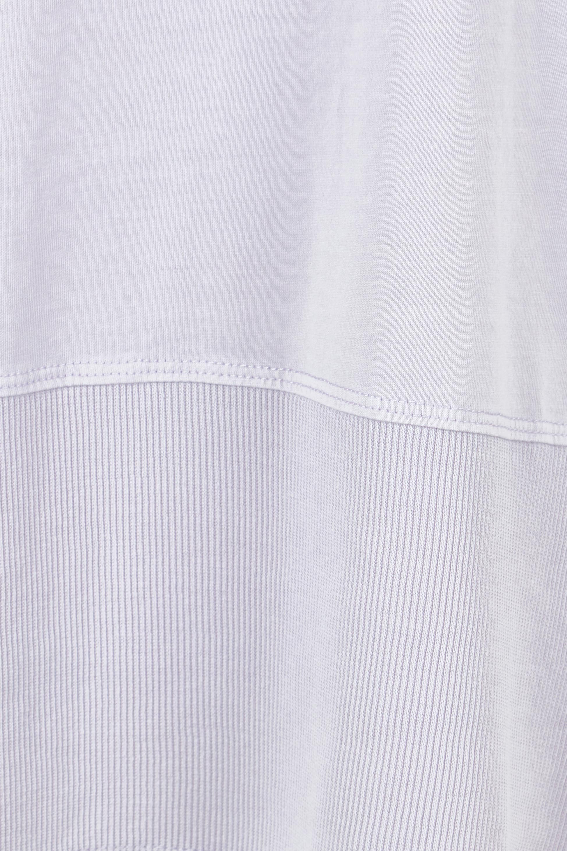 Product shot of the Fundamental Rib Long Sleeve Tee in colour Dustylilac (Purple), detail