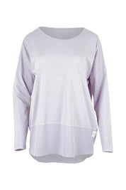 Product shot of the Fundamental Rib Long Sleeve Tee in colour Dustylilac (Purple), from the front