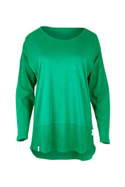 Product shot of the Fundamental Rib Long Sleeve Tee in colour Goodgreen (Green), from the front