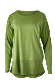 Product shot of the Fundamental Rib Long Sleeve Tee in colour Junglegre (Green), from the front