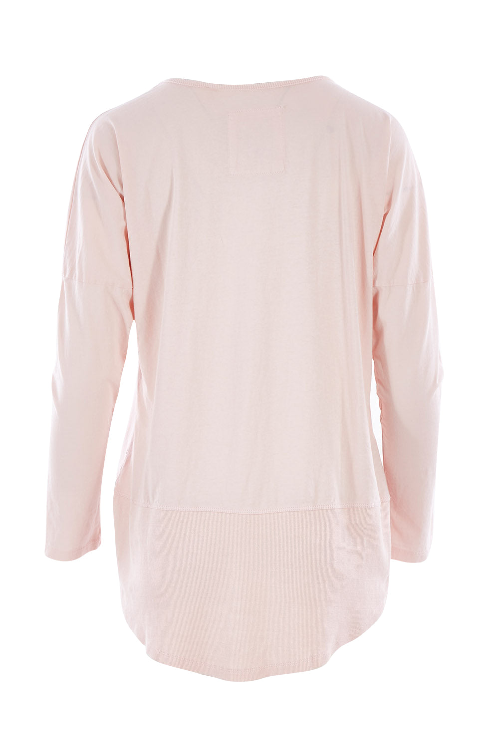 Product shot of the Fundamental Rib Long Sleeve Tee in colour Palepink (Pink), from the back