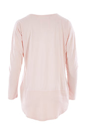 Product shot of the Fundamental Rib Long Sleeve Tee in colour Palepink (Pink), from the back
