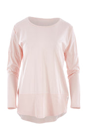 Product shot of the Fundamental Rib Long Sleeve Tee in colour Palepink (Pink), from the front
