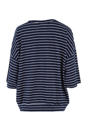 Product shot of the Fundamental Maizie Sweat in colour Navywhite (Blue), from the back