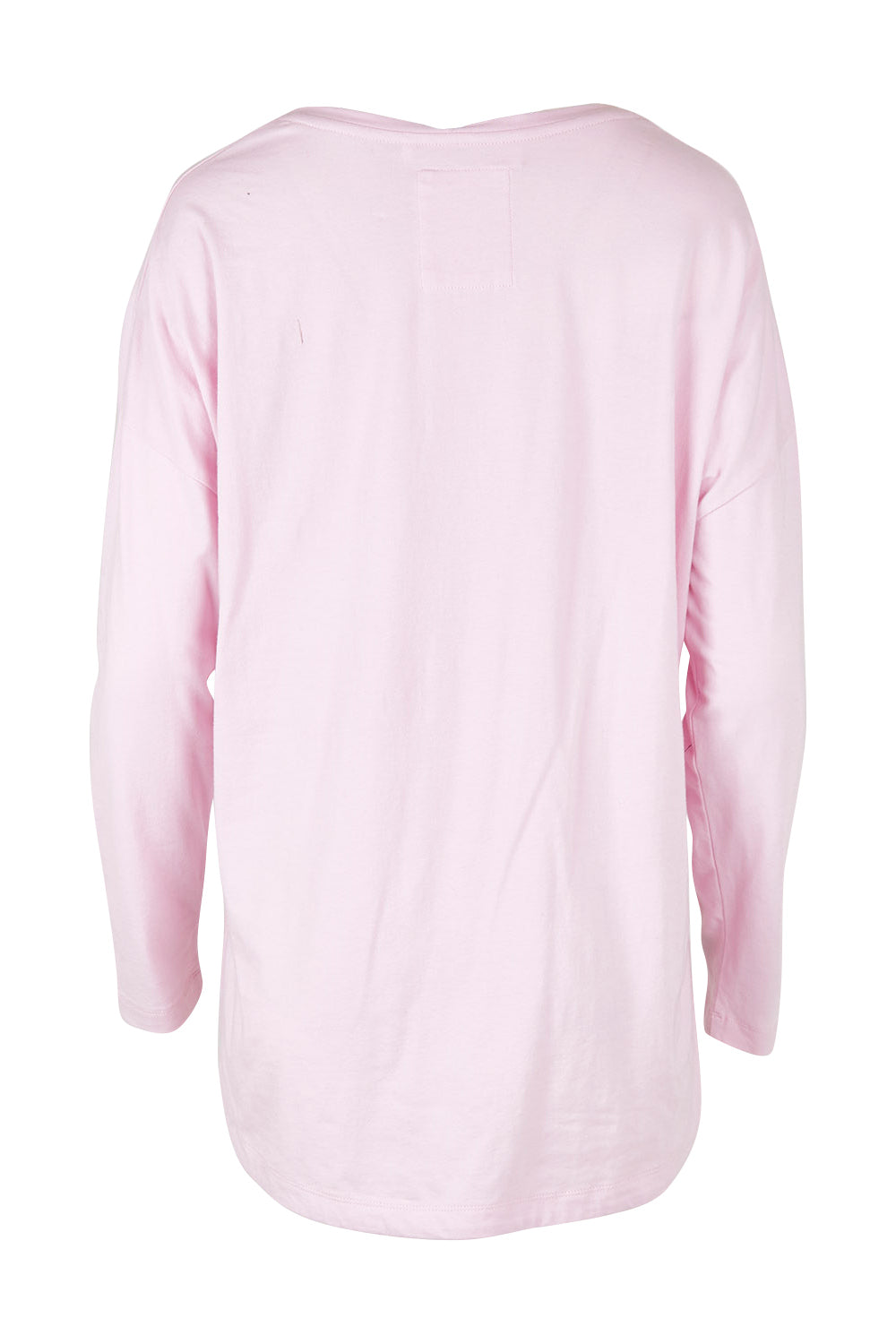 Product shot of the Fundamental Society L/S Tee in colour Pink (Pink), from the back