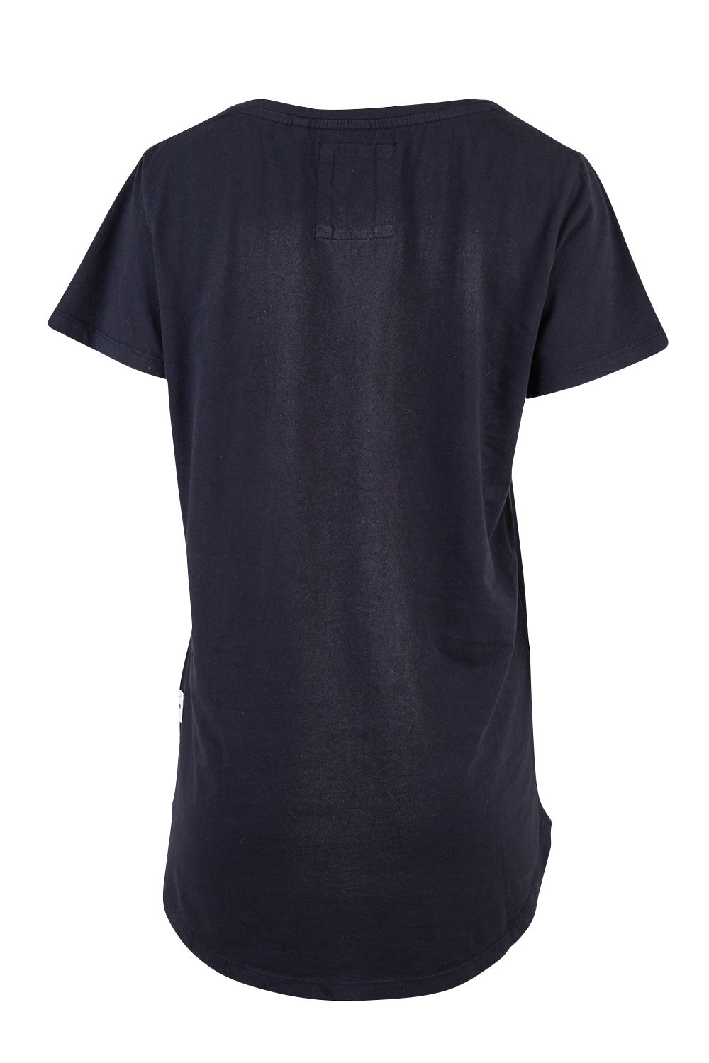 Product shot of the Fundamental Crew Tail Tee in colour Black (Black), from the back