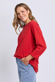 Fundamental Annie Cotton 3/4 Sleeve Tee – Cranberry
