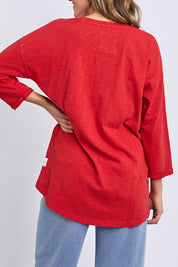 Fundamental Annie Cotton 3/4 Sleeve Tee – Cranberry