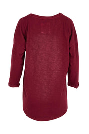 Product shot of the Fundamental Annie 3/4 Sleeve Tee in colour Plum (Purple), from the back