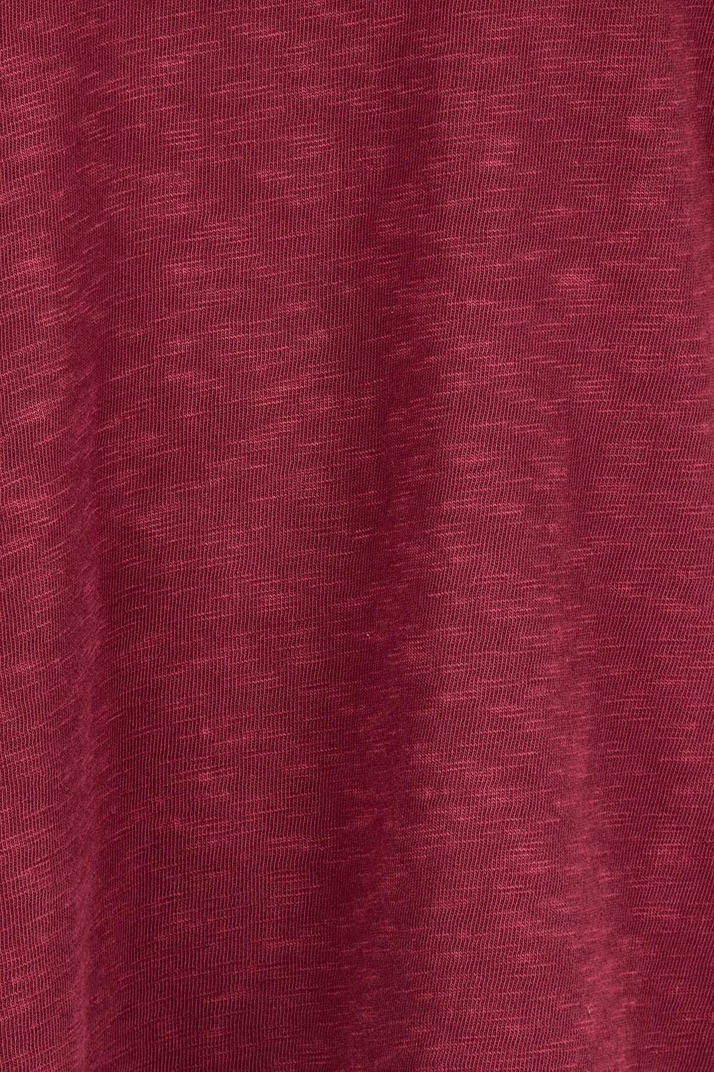 Product shot of the Fundamental Annie 3/4 Sleeve Tee in colour Plum (Purple), detail