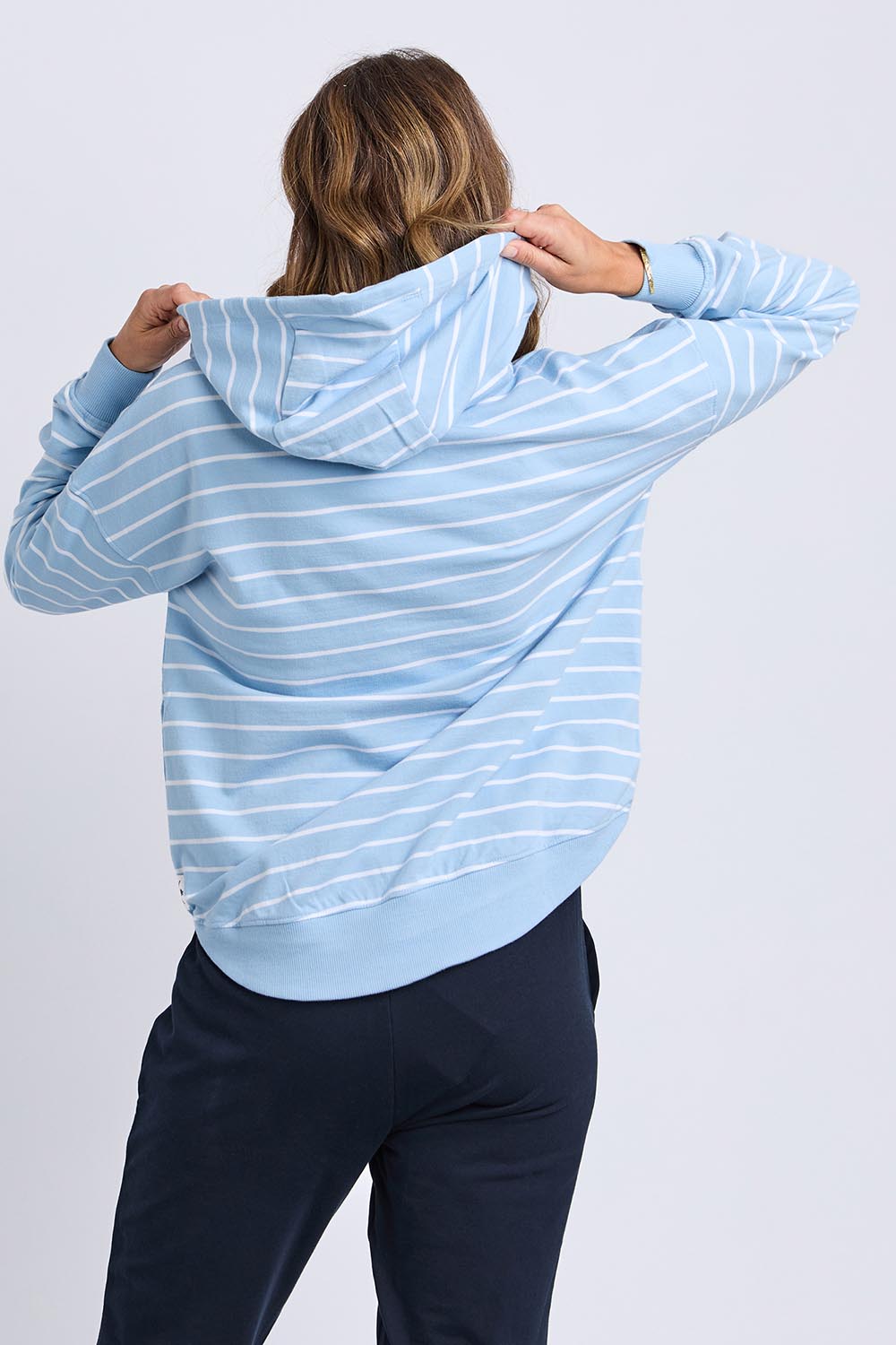 Fundamental Stripe Lounger Scoop Hoody - Lightblue