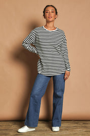 Preloved Fundamental Lauren Stripe LS Tee - Blkwhte