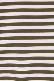 Product shot of the Fundamental Lauren Stripe LS Tee in colour Pinkkhaki (Pink), detail