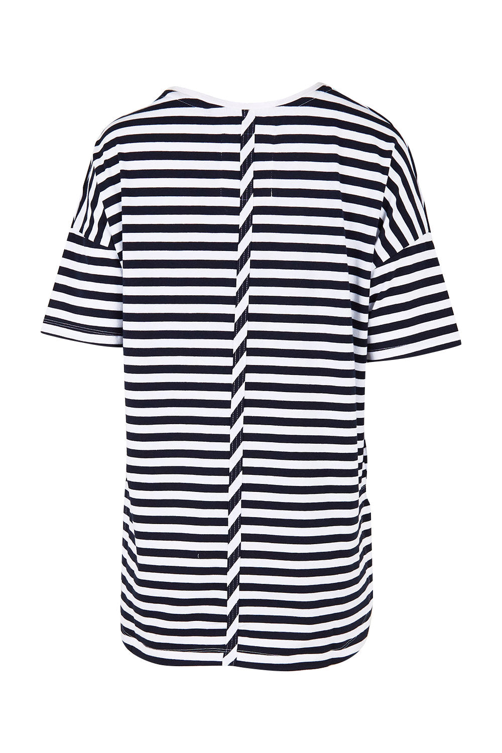 Product shot of the Fundamental Lauren S/S Cotton Stripe in colour Navywhit (Blue), from the back