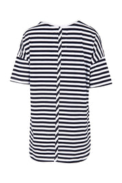 Product shot of the Fundamental Lauren S/S Cotton Stripe in colour Navywhit (Blue), from the back