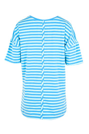 Product shot of the Fundamental Lauren Short Sleeve Cotton Stripe Tee - Tonicblueazure in colour Tonicblueazure, from the back